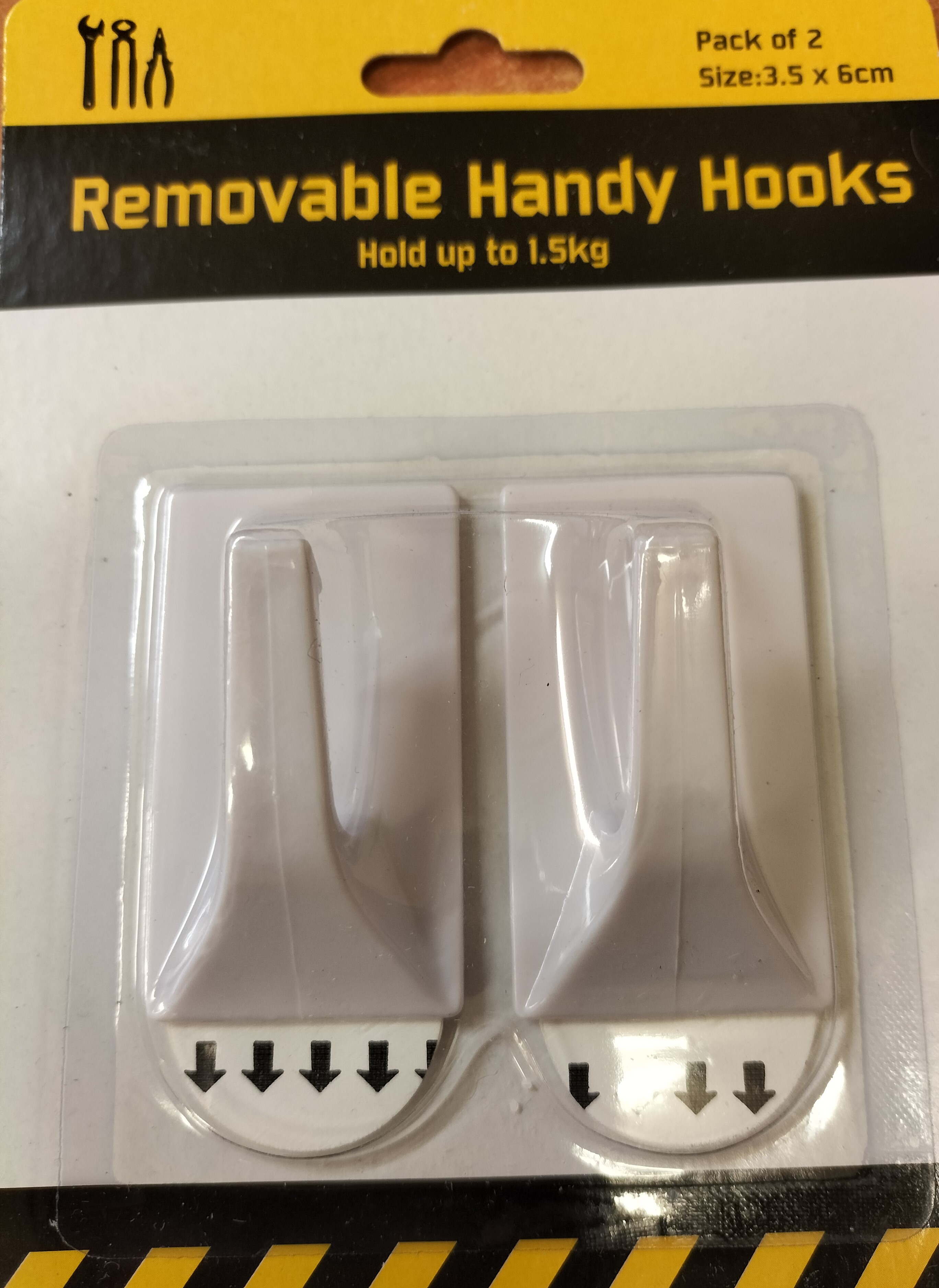 Removeable Hooks White Lge Pk2 (Hold 1.5kg)